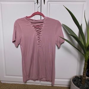 Pink cutout top